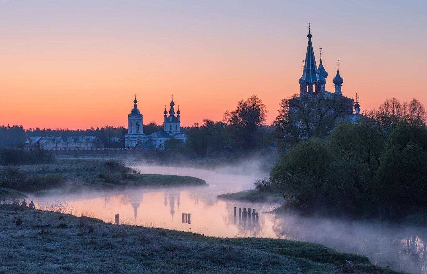 утро, рассвет, природа, туман, река, Виталий Левыкин