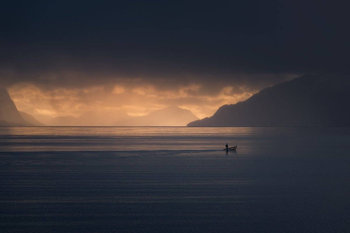 mood,moutains,boat,sea,fjord,norway, Tomek Orylski