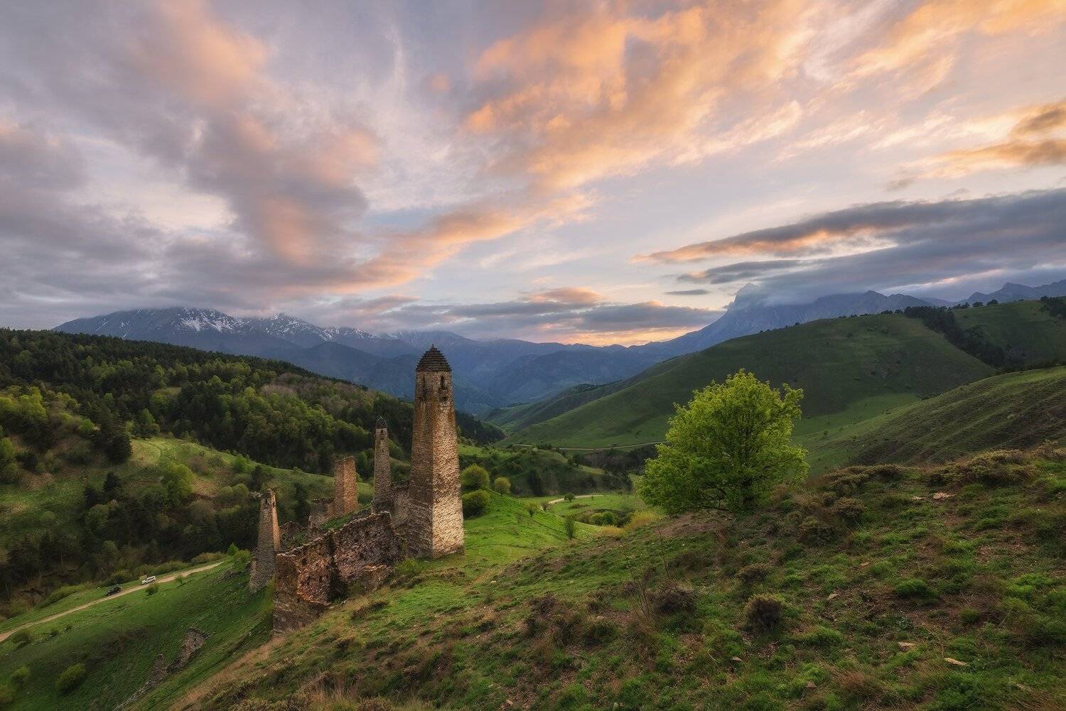 кавказ, ингушетия, башни, заповедник, эрзи, закат, май, Николай Мысливцев