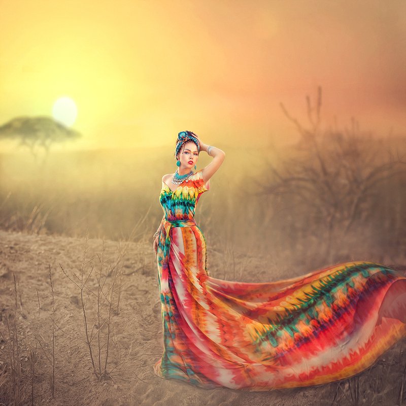 африка, девушка, косы, афрокосы, цвет, саванная, яркость Африка фото превью