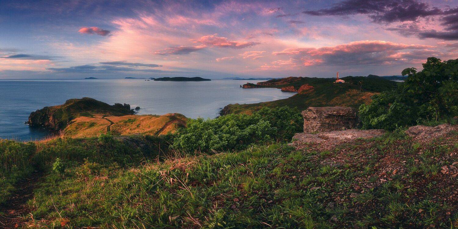 панорама, утро, море, лето, Андрей Кровлин