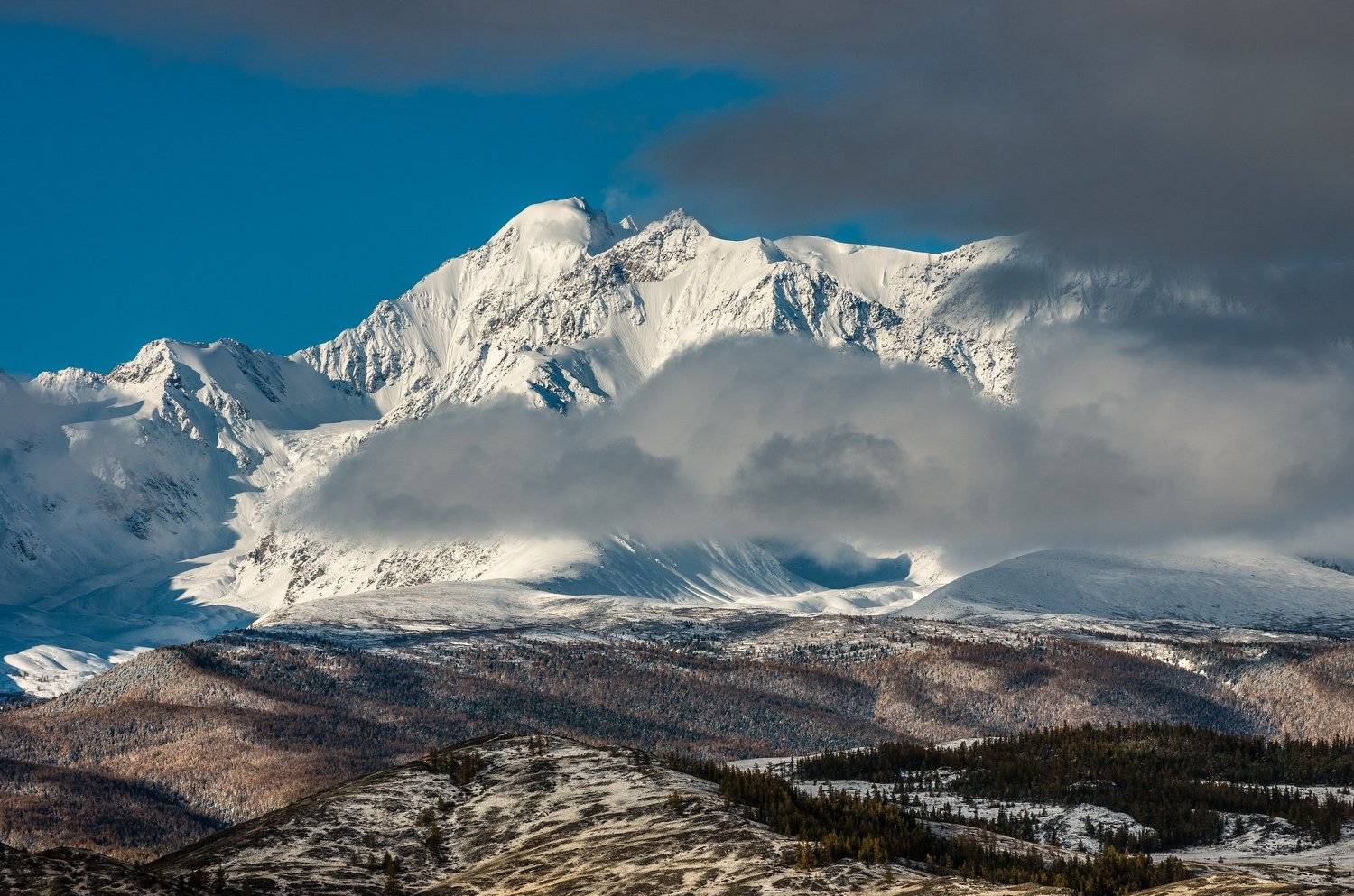 горы, алтай, горный алтай, утро, северо-чуйский хребет, снег, ник васильев, туча, курай, курайская степть, Николай Васильев