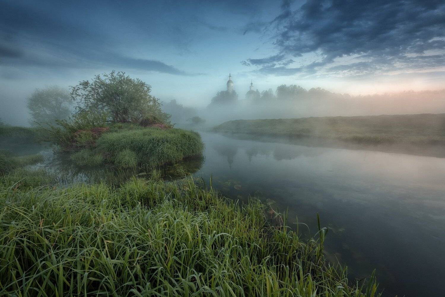 филипповское, шерна, река, утро, рассвет, туман, колокольня, небо, весна, май, восход, путешествие, пейзаж, Андрей Чиж