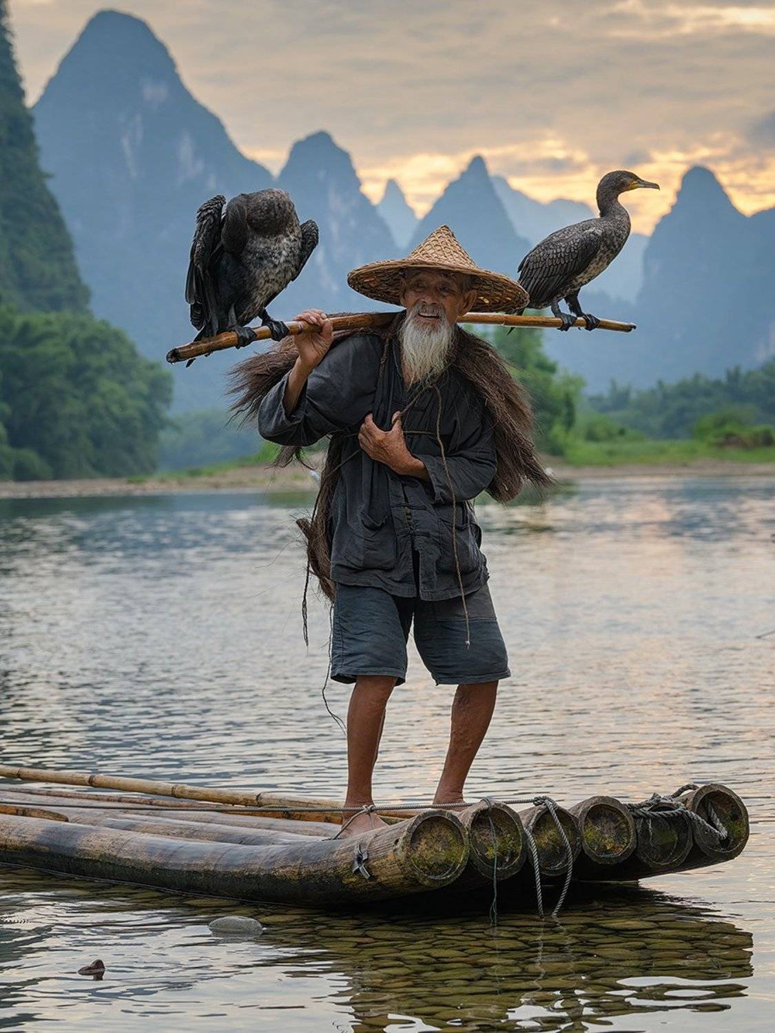 китай, старик, рыбак, баклан, бакланы, Emelyanov Alex