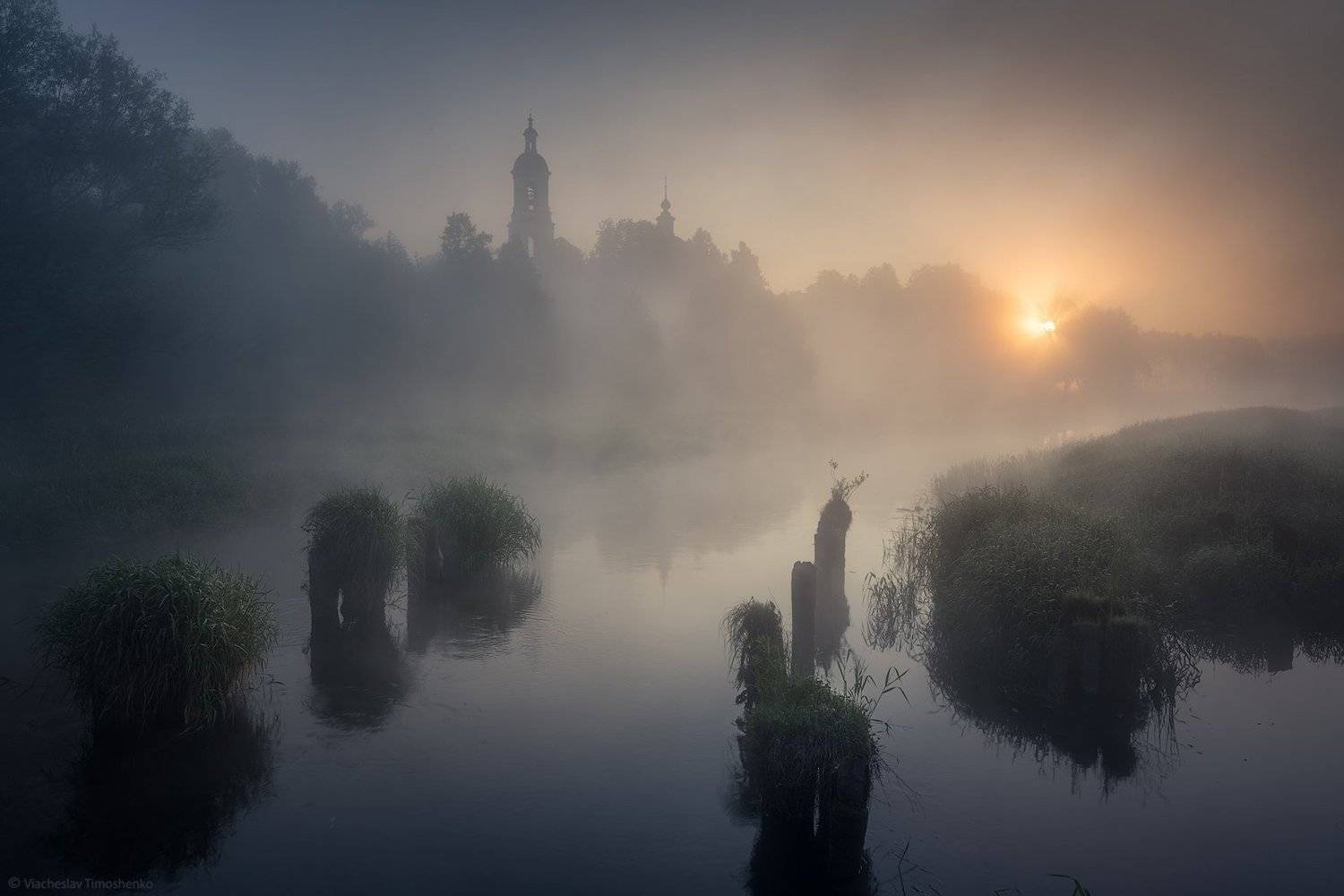 россия, филипповское, шерна, река, туман, Вячеслав Тимошенко