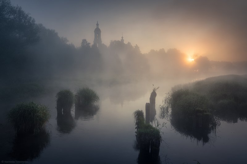 россия, филипповское, шерна, река, туман Филипповское фото превью