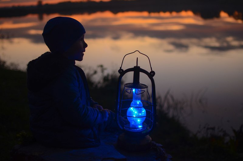 вечер, ночь, закат, очень, ребенок, сказка Сказочный вечер фото превью