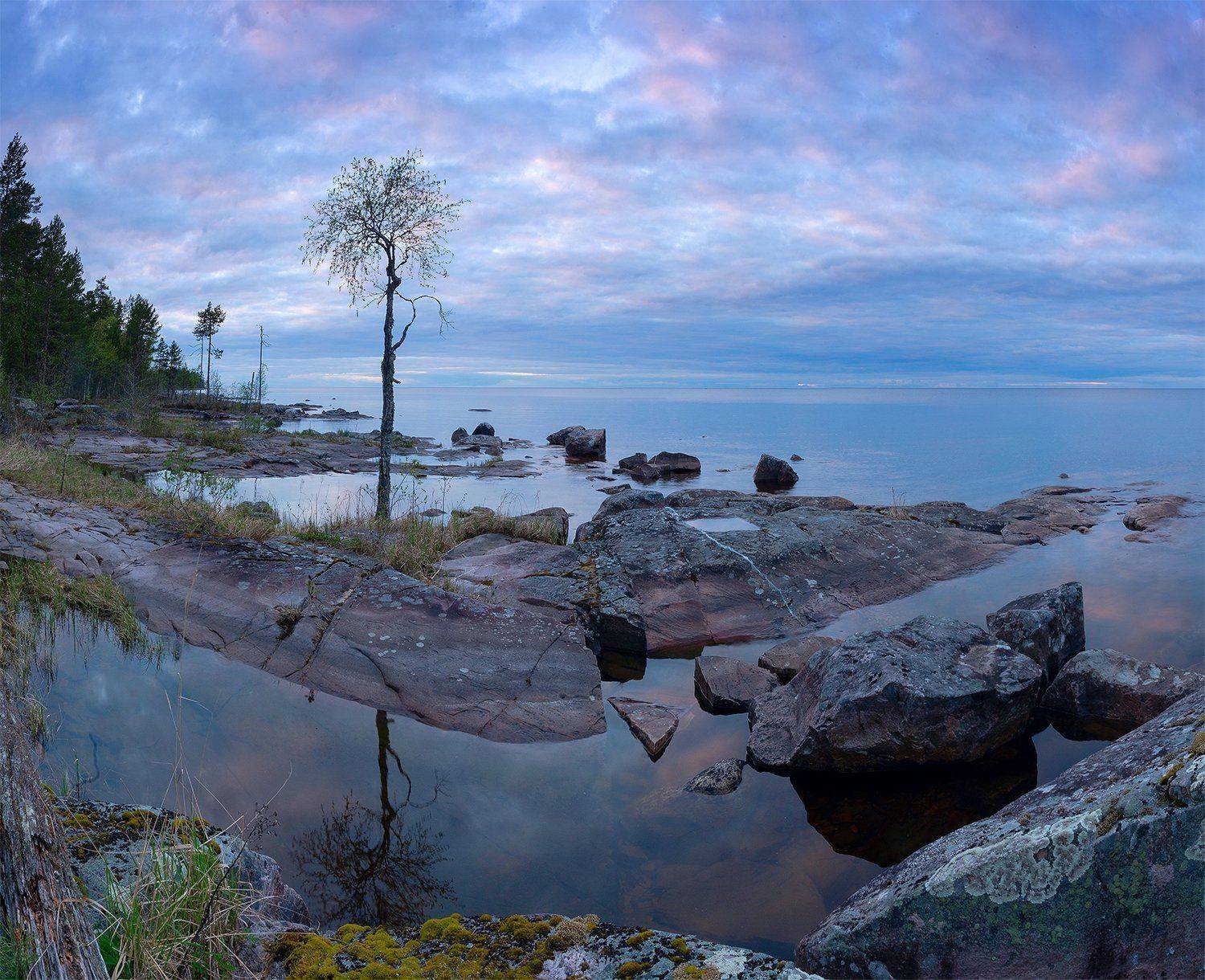 Онежское озеро, Петрозаводск, вечер, Карелия, Казаков Петр