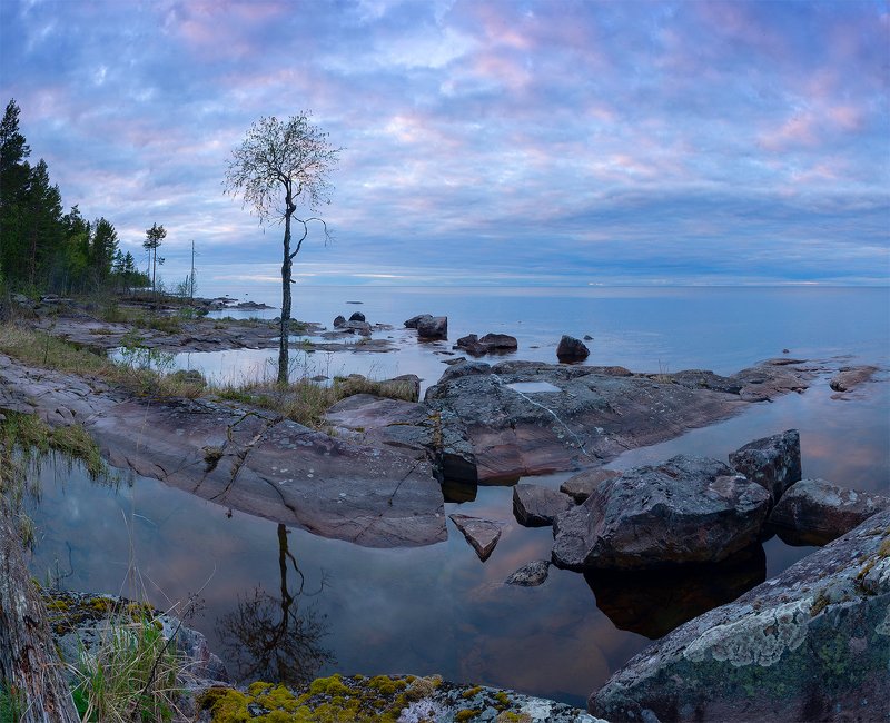 Онежское озеро, Петрозаводск, вечер, Карелия Тихий вечер на Онеге фото превью
