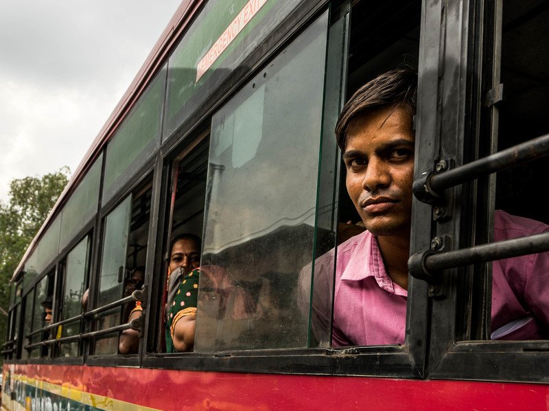 india, bus, stereet Indian buses.  фото превью