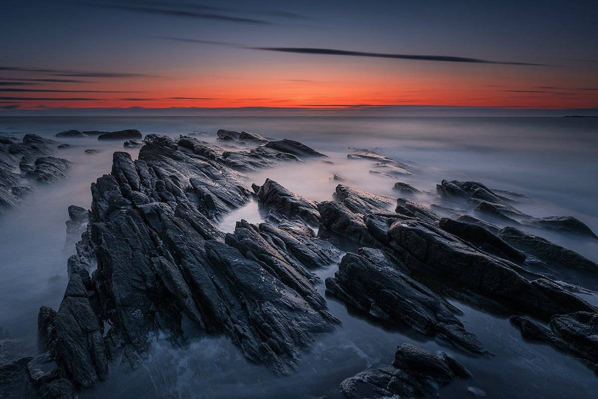 norway,rock,sunset,sea,coast,mood, Tomek Orylski