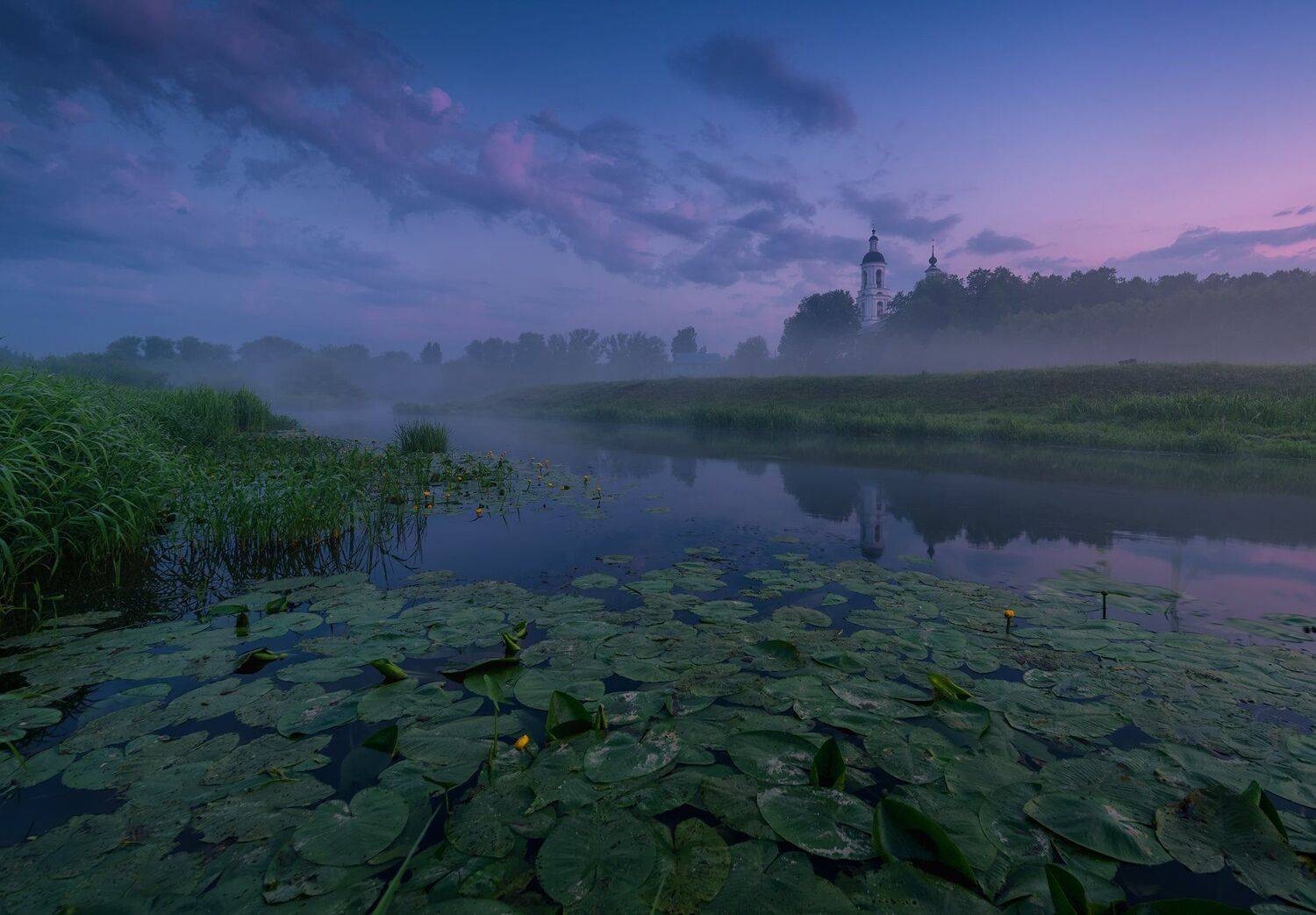 утро, рассвет, природа, туман, река, Виталий Левыкин