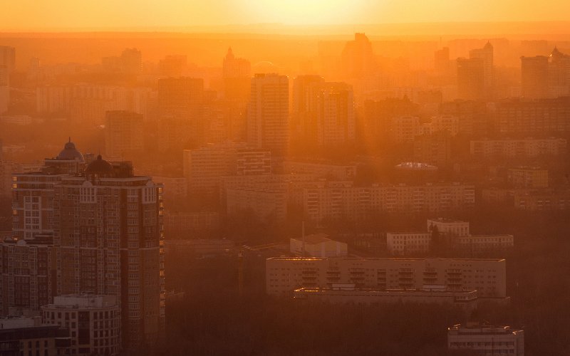 moscow, sunset, city, skyline, rooftop Golden hour фото превью