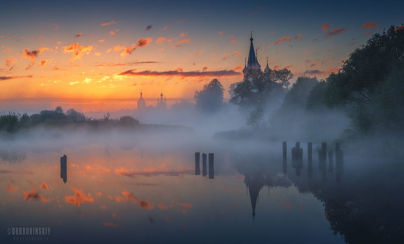 дунилово, теза, река, село, ивановская область, туман, рассвет Предрассветное мгновение фото превью