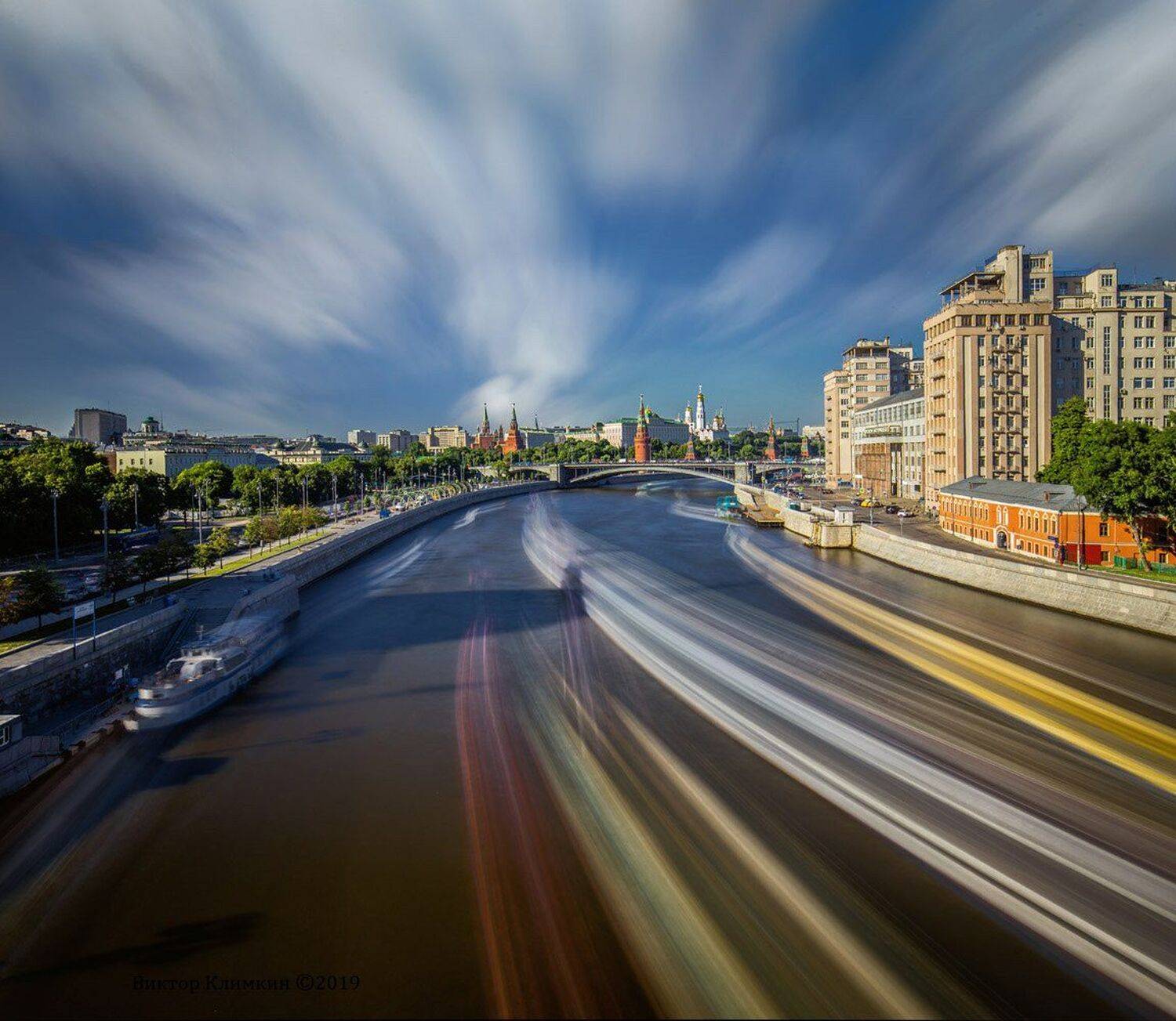 москва, река, облака, кремль, длинная выдержка, Виктор Климкин