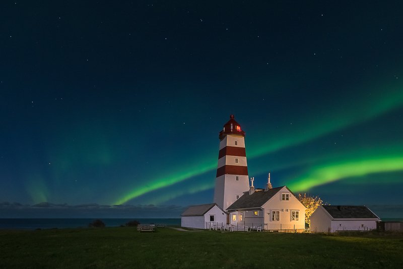 norway,aurora,light,lighthouse,night Lighthouse фото превью