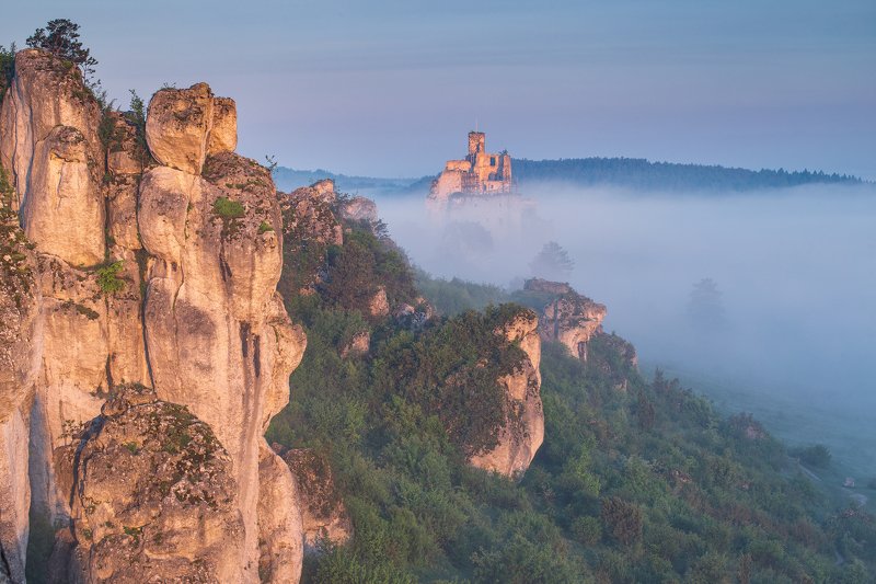 mirów, polska, śląsk, zamek, castle, landscape, rydzewski,35photo, canon, 6d, sunset, wschód słońca, zamek w mirowie, mgła, fog, mirow Jurajskie mgły фото превью
