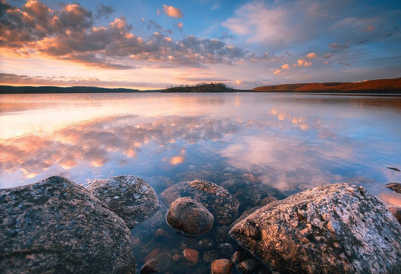 пейзаж, природа, кольский п-ов, озеро, полярный день *** фото превью