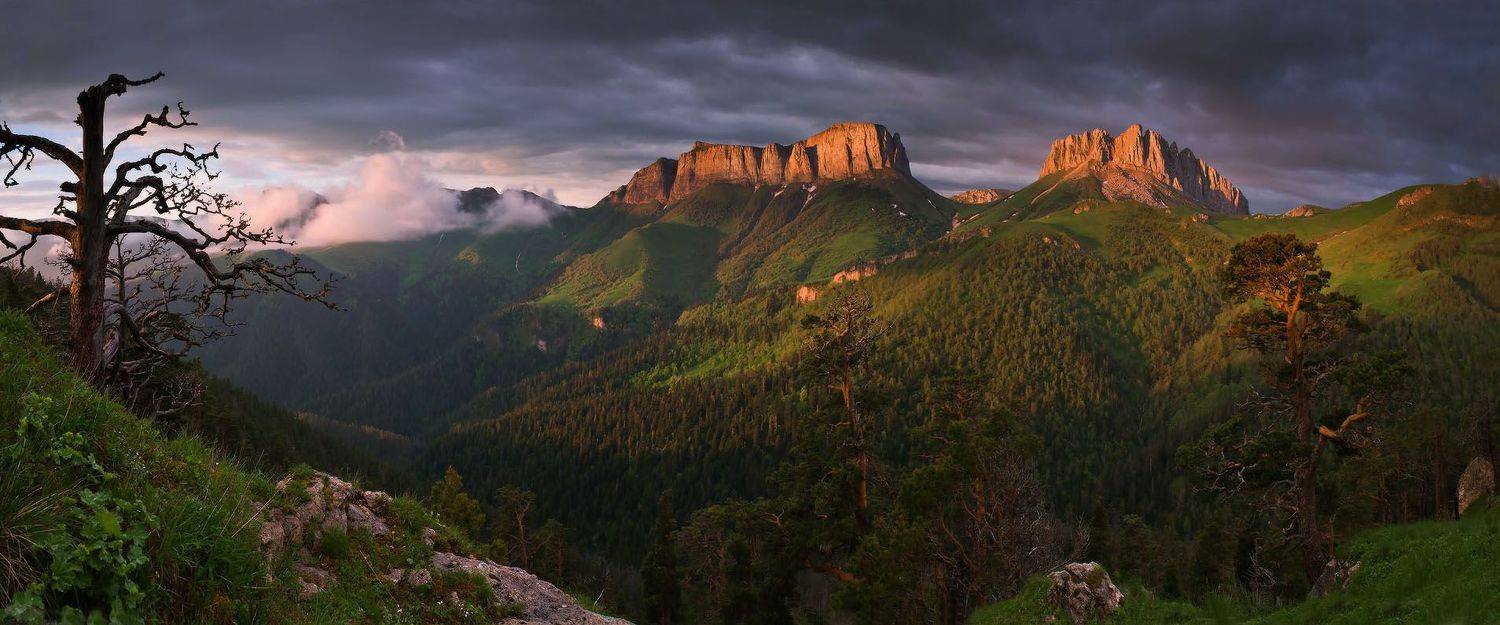горы, кавказ, лето, июнь, рассвет, ачешбок, Николай Мысливцев