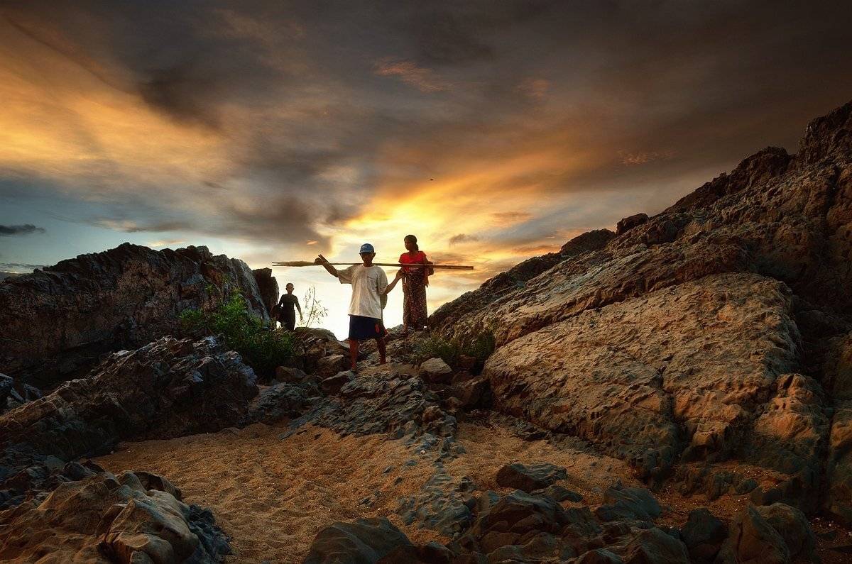 лаос, рыбалка, закат, Andrey Arshinov