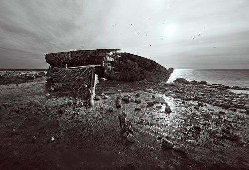 После шторма на рассвете / черно-белый