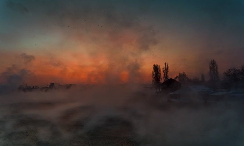 город, парк, зима река кубань ЗА ПЯТЬ МИНУТ ДО РАССВЕТА фото превью