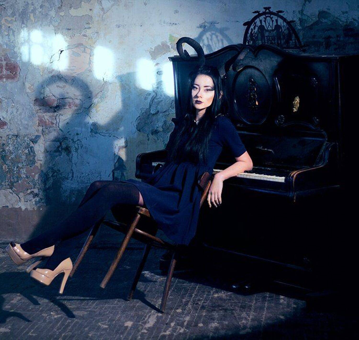 girl, devil, piano, dark, Беннет Ксения