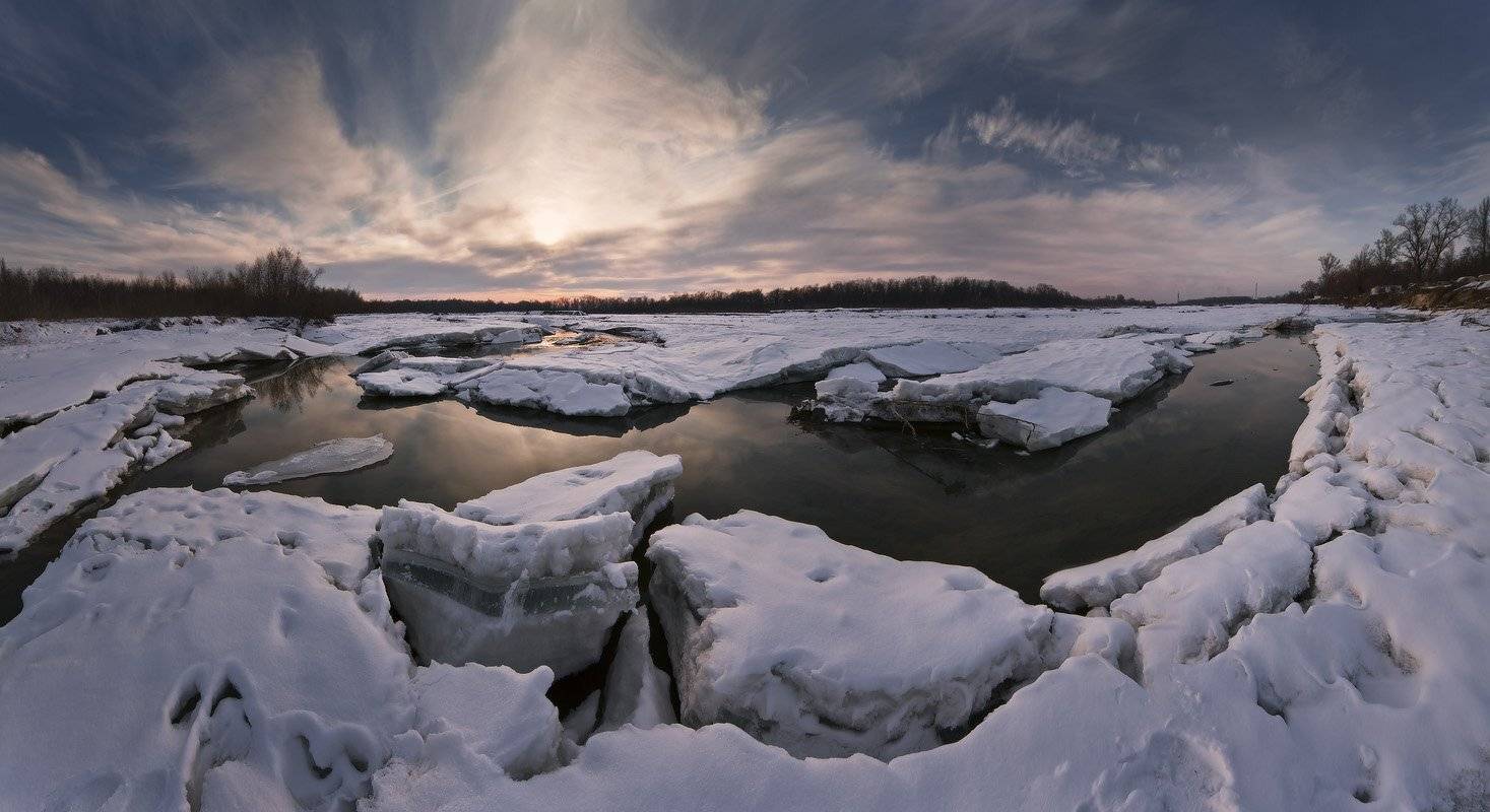 конец, зимы, скоро, весна, река, лаба, Николай Мысливцев