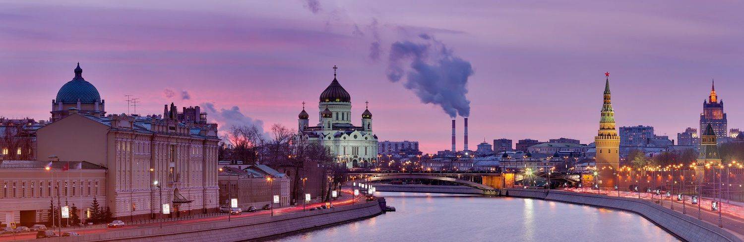 кремль, храм христа спасителя, москва, закат, Денис Сорокин