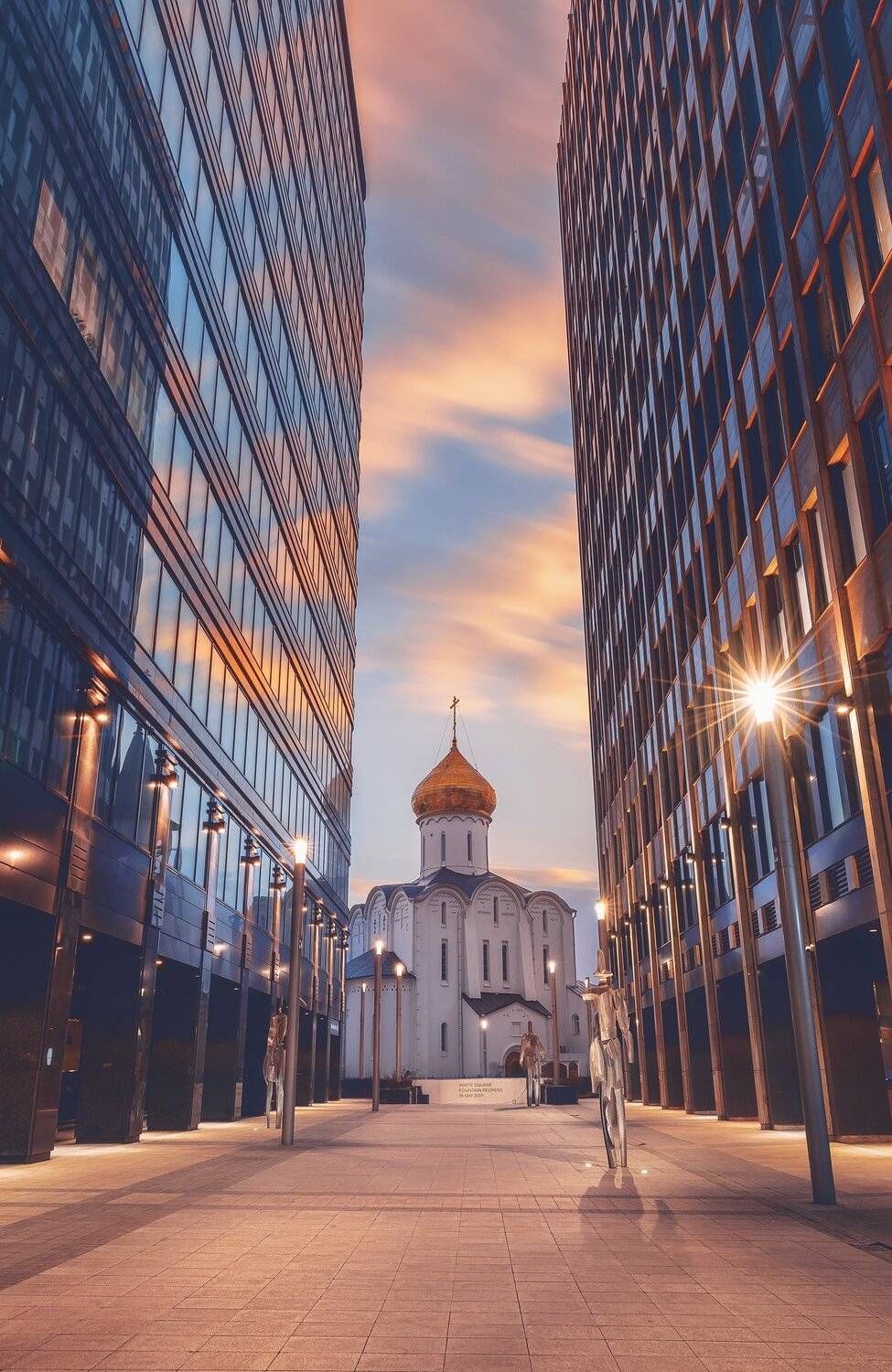 москва, россия, закат, город, архитектура, здание, небо, облака, sunset, moscow, russia, clouds, sky, city, architecture, белая площадь, церковь, фонарь , Анастасия Мазурева