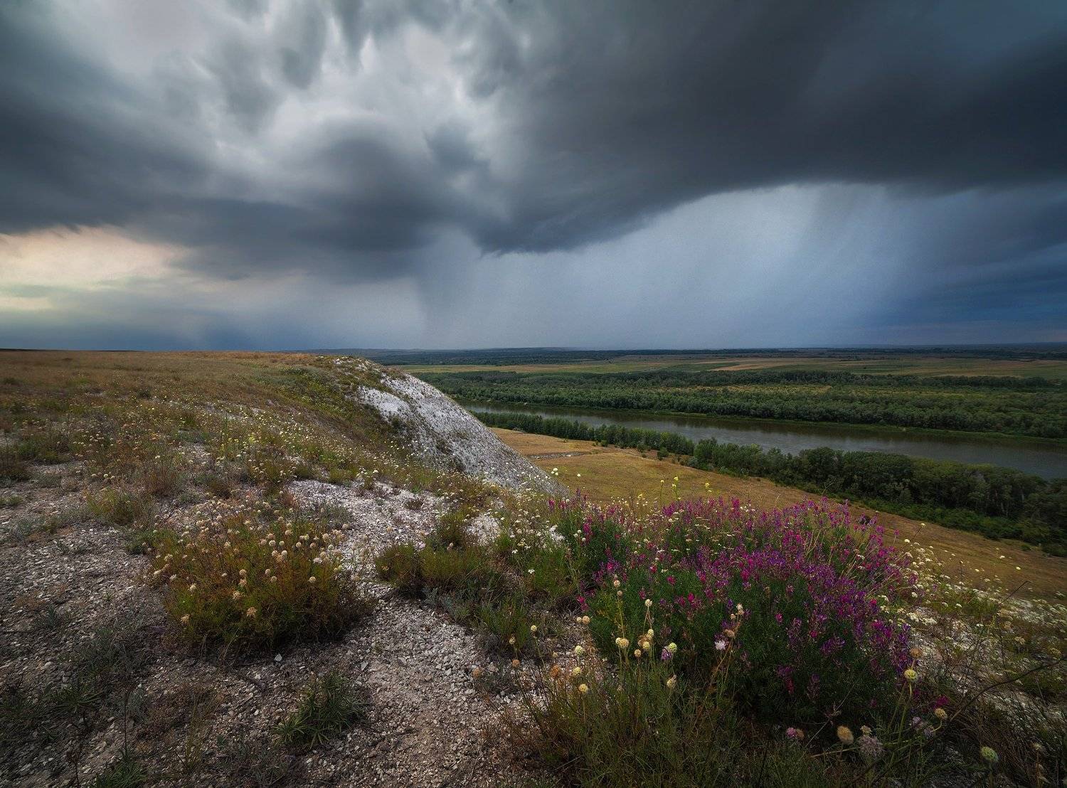 дон, дождь, меловые горы, Попрошаев Сергей