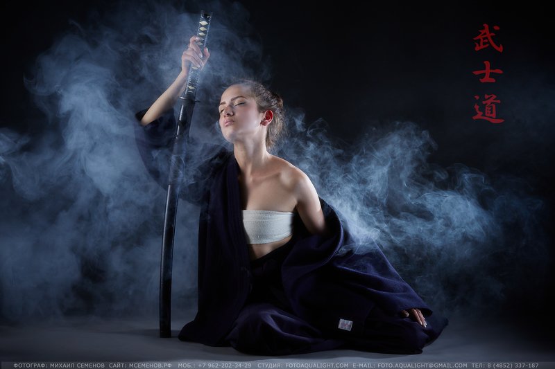 михаилсеменов, аквалайт, самурай, бусидо, девушка, катана, воин 武士道 (bushido) фото превью