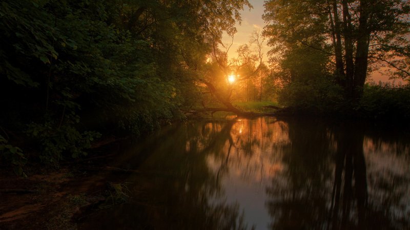Закат на реке Уша фото превью