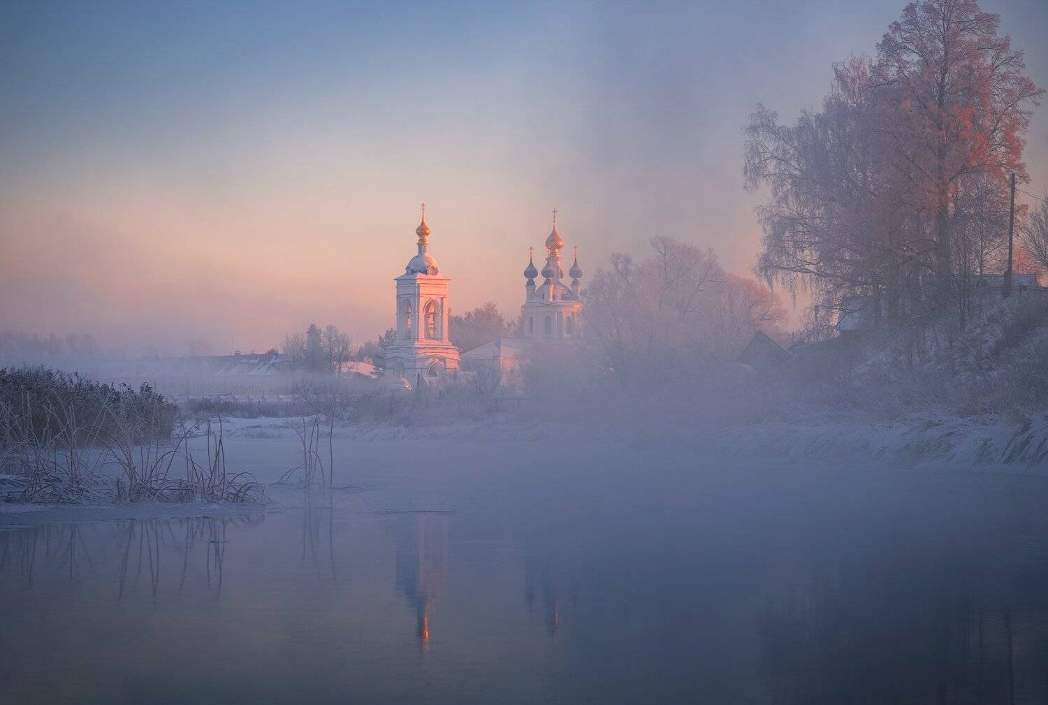 утро, рассвет, природа, туман, река, Виталий Левыкин