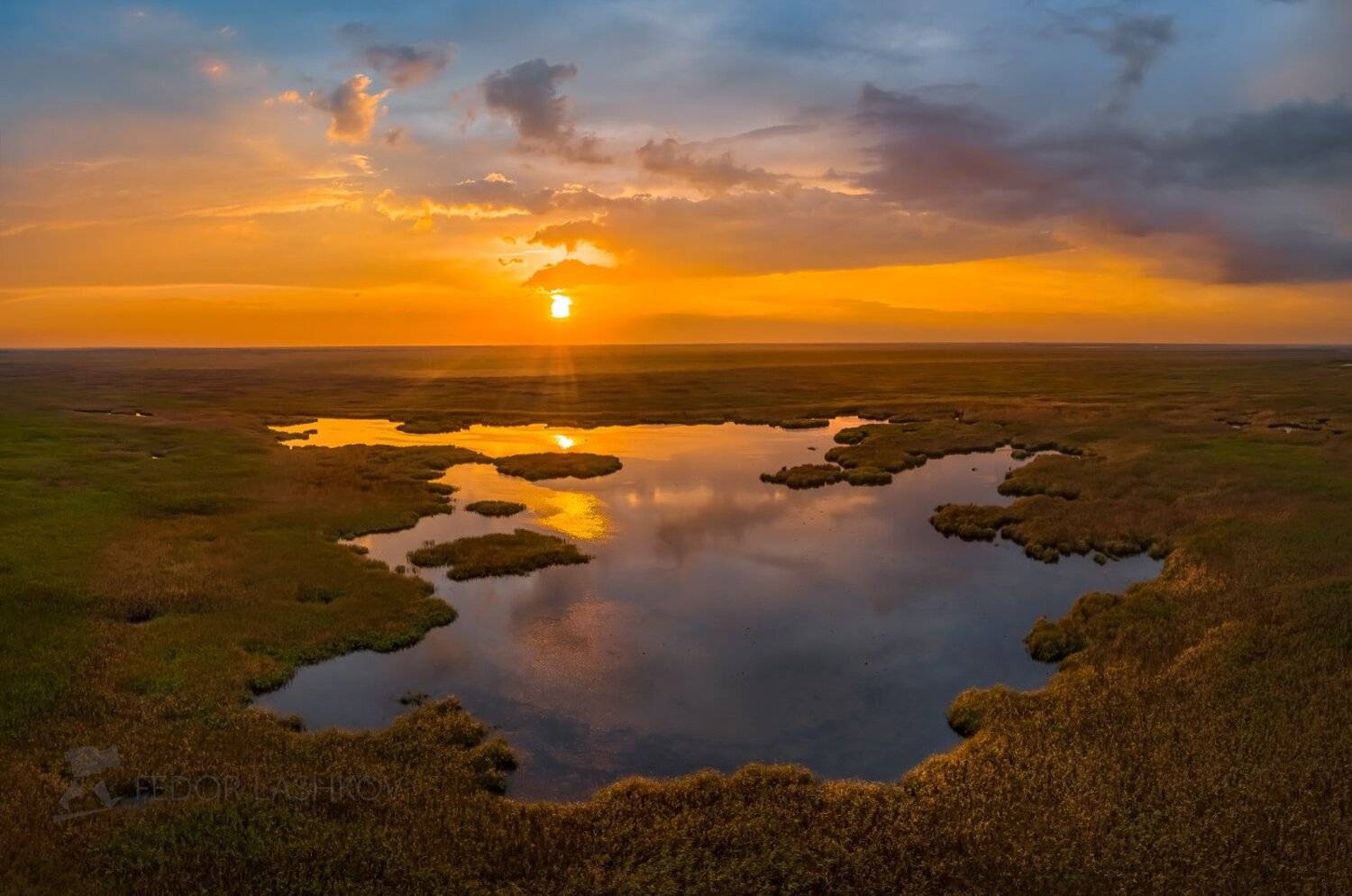 ставропольский край, путешествие, mavic, квадрокоптер, аэросъёмка, полёт, закат, озеро, болото, бурукшинский, заказник, тучи, облака, небо,, Лашков Фёдор