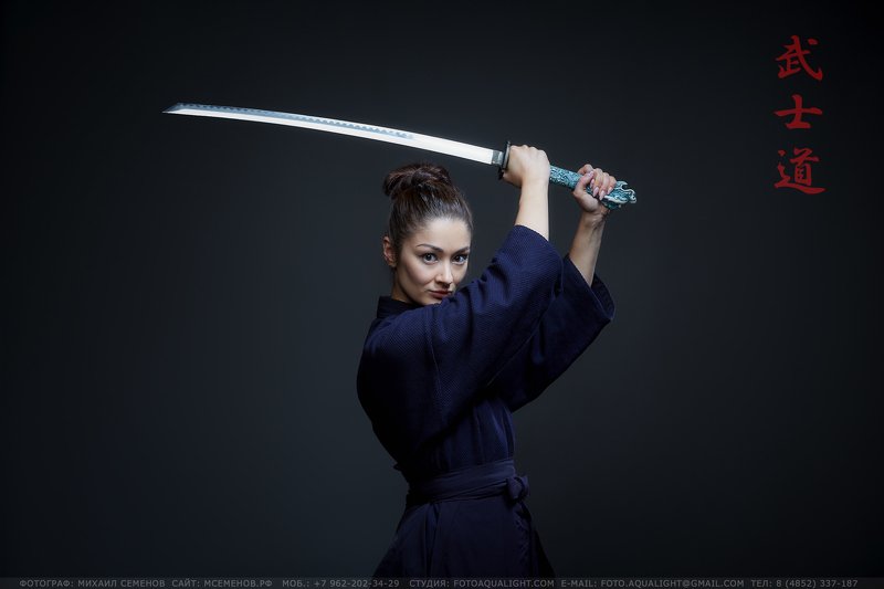 михаилсеменов, аквалайт, самурай, бусидо, девушка, катана, воин 武士道 (bushido) фото превью