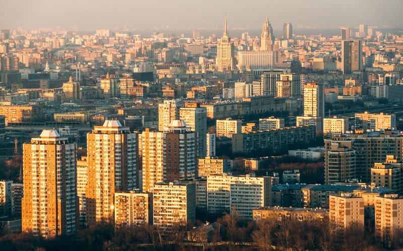 moscow, city, sunset Orange sunset фото превью