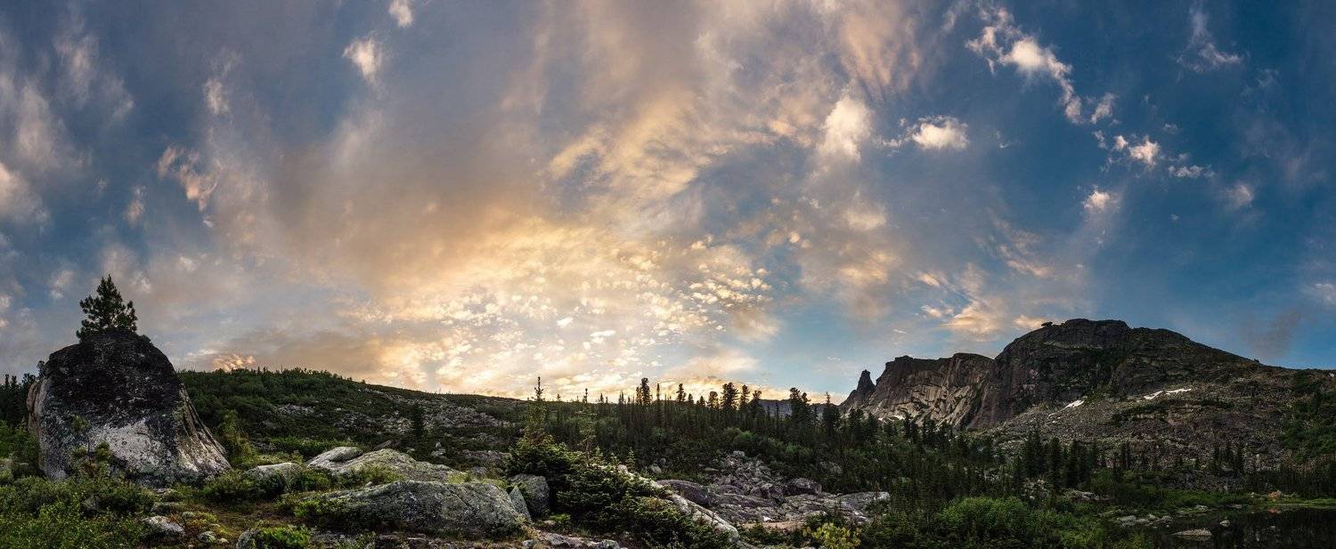 горы, россия, сибирь, саяны, западный саян, ергаки, путешествие, поход, приключения, ник васильев, утро, панорама, озеро радужное, утро, восход, висячий камень, Николай Васильев