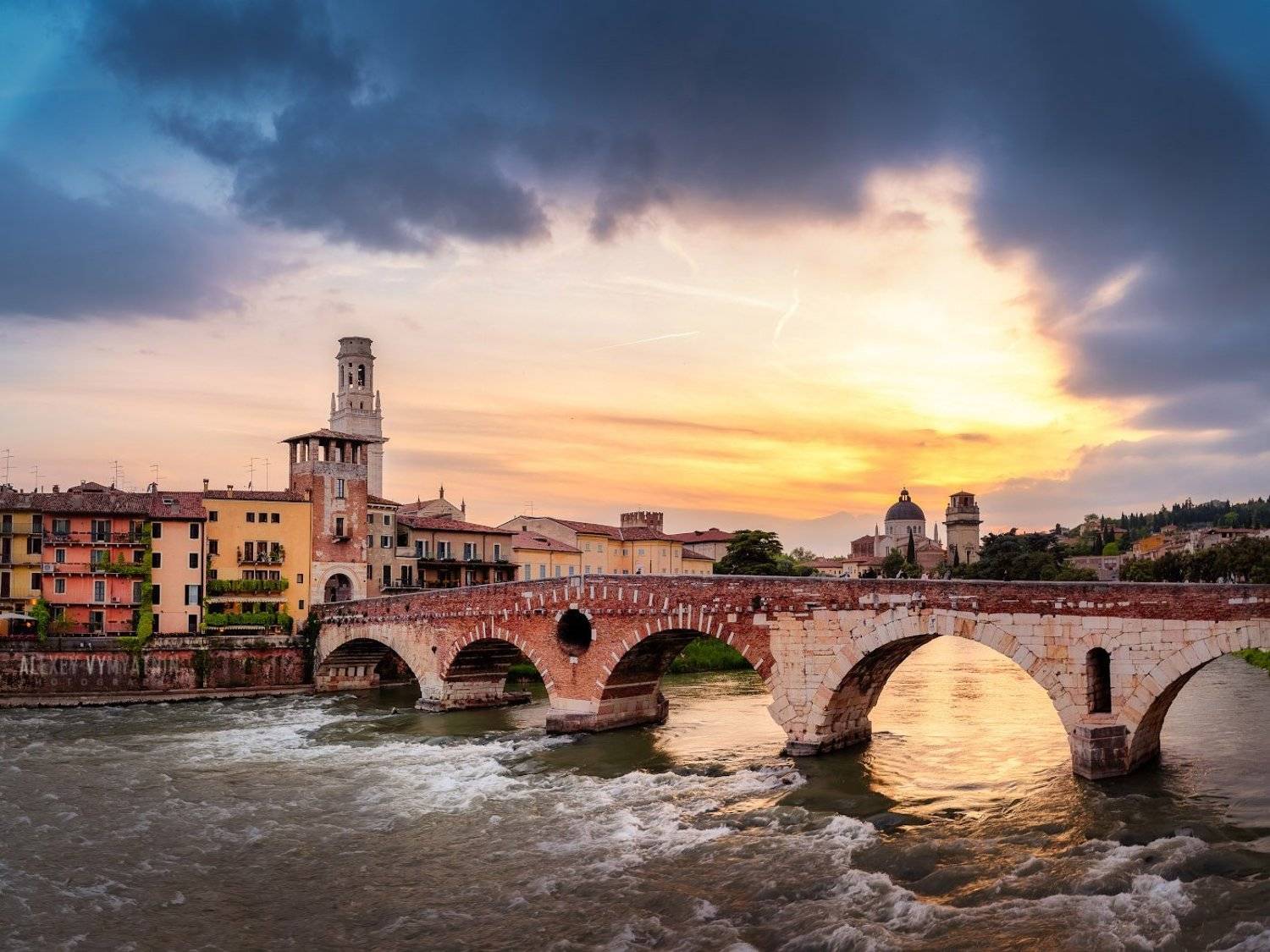 italy, italia, verona, veneto, sunset, urban, cityscape, Алексей Вымятнин