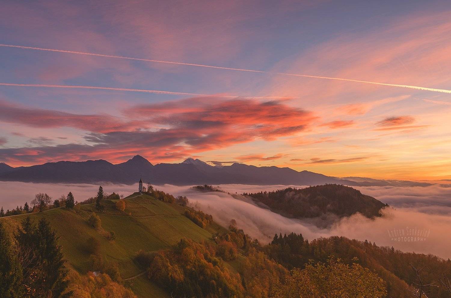Jamnik, Slovenia, рассвет, туман, Андрей Сенкевич