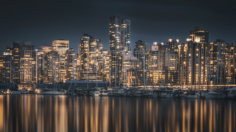 city,night,vancouver,canada,blue hour Twinkling Llights фото превью