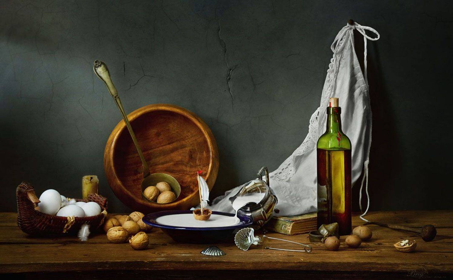 кораблик, перо, масло, фартук, яйца, молоко, кухня, Виктор Бриг