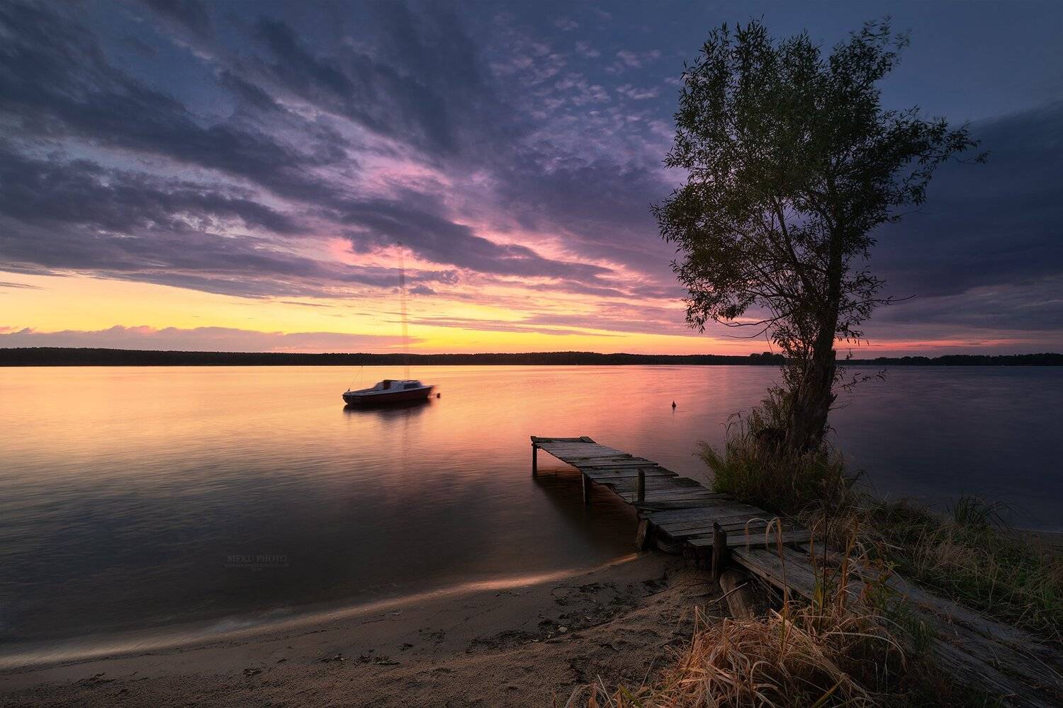 sunset, sun, boat, , Sieku Łukasz