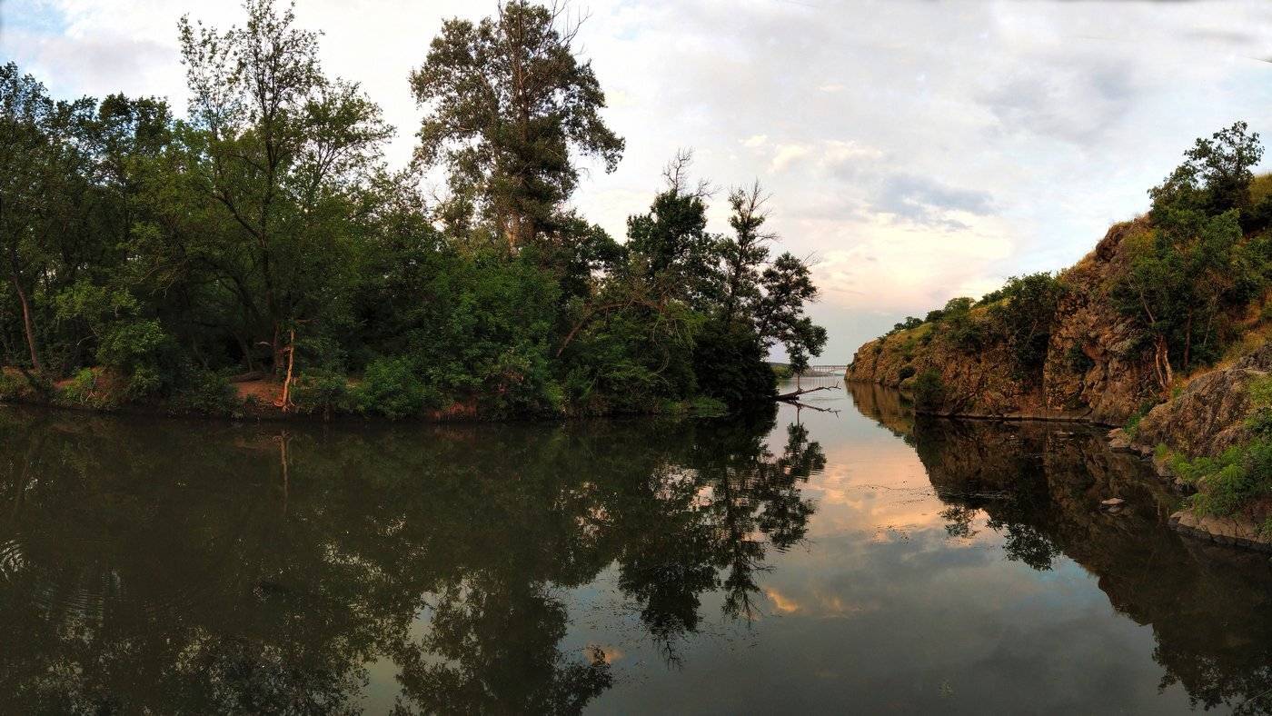 пейзаж,скалы,берег,река,закат,, Сергей Богачёв