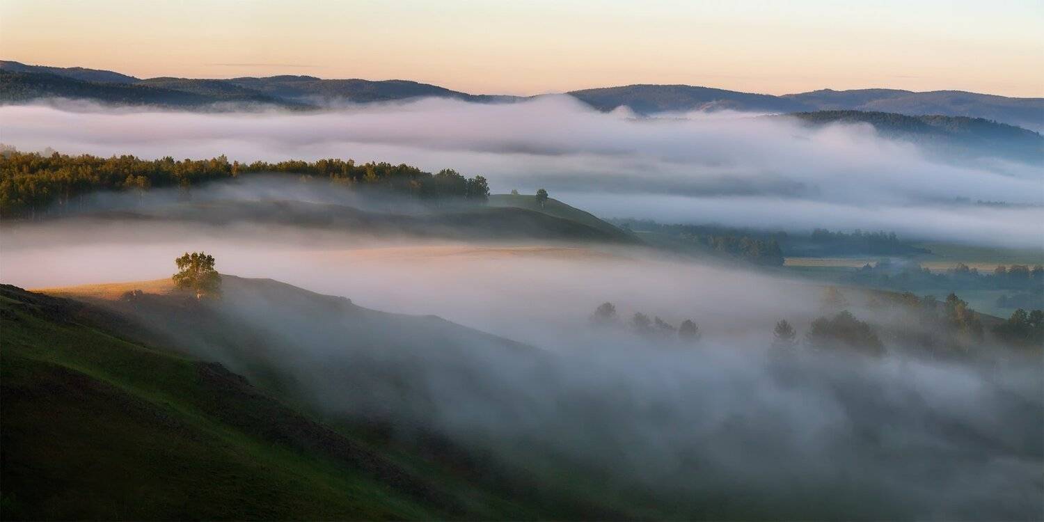 утро, рассвет, восход, туман, лучи, Леонид Максименко