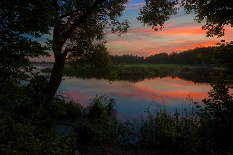 На берегу реки Клева после заката фото превью