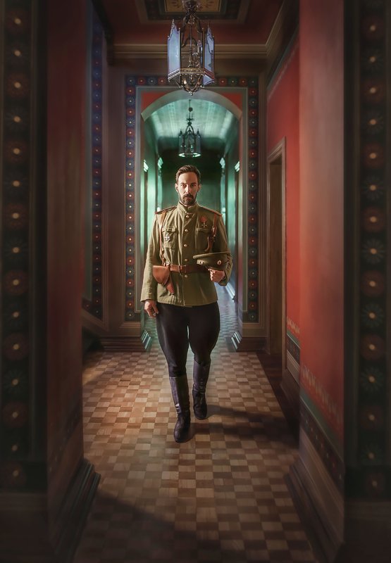 мужской портрет, история, царь, мундир, военная форма, реконструкция, постановочное фото Не император, но офицер. фото превью