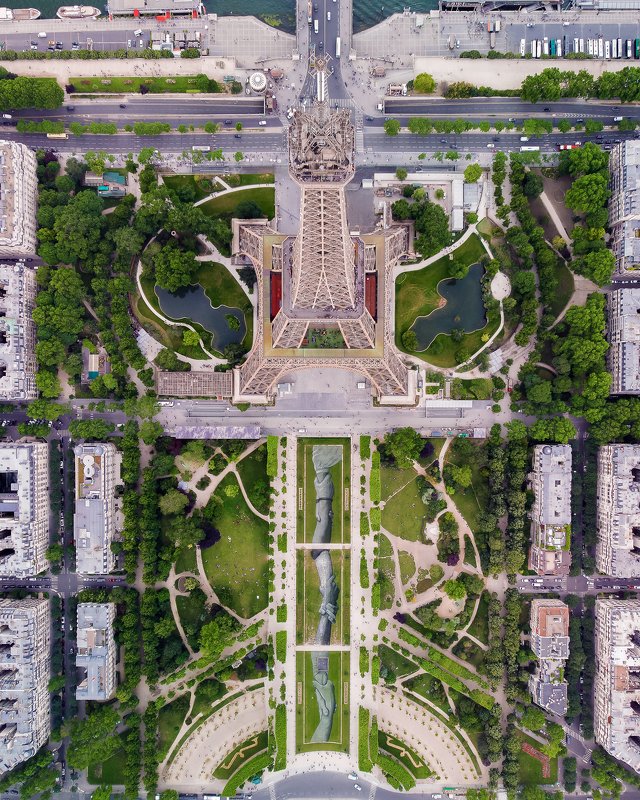 Париж, дрон, эйфелева башня, город Эйфелева башня фото превью