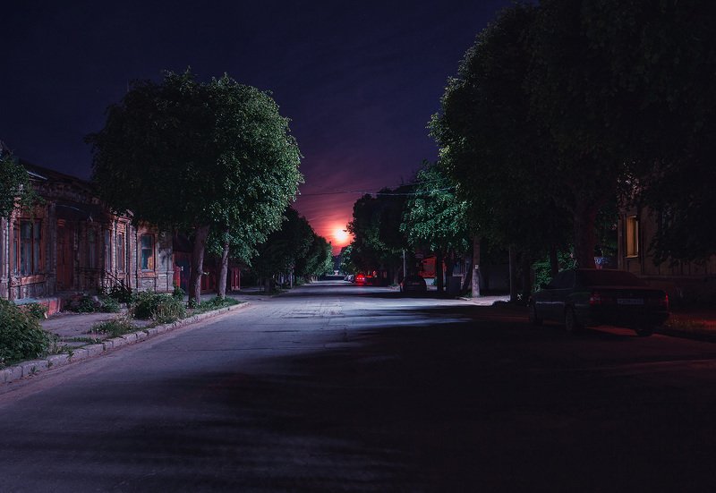 ночь, рязань, луна Восход луны в старом городе фото превью