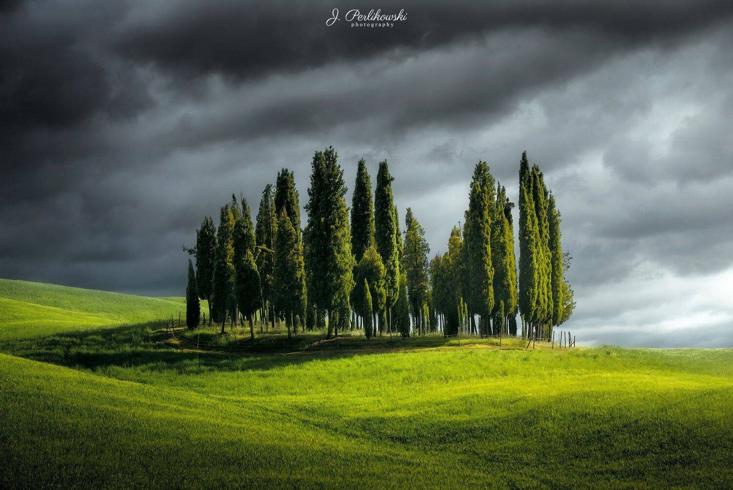 tuscany, landscape, italy, cypres hill, green fields,, Jakub Perlikowski